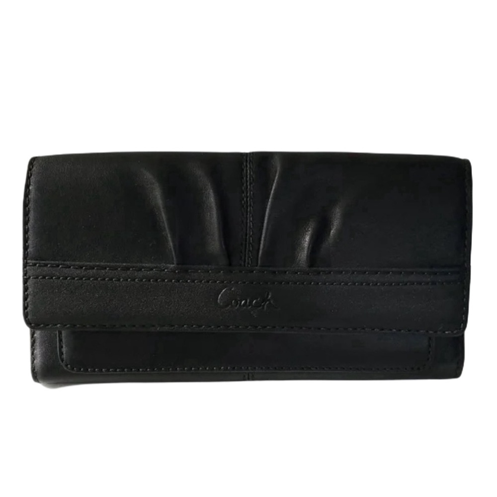 COACH SOHO PLEATED BLACK LEATHER TRI-FOLD WALLET / VINTAGE 2004